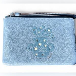 ✨ NWOT Coach Aquarius Zodiac Corner Zip Wristlet